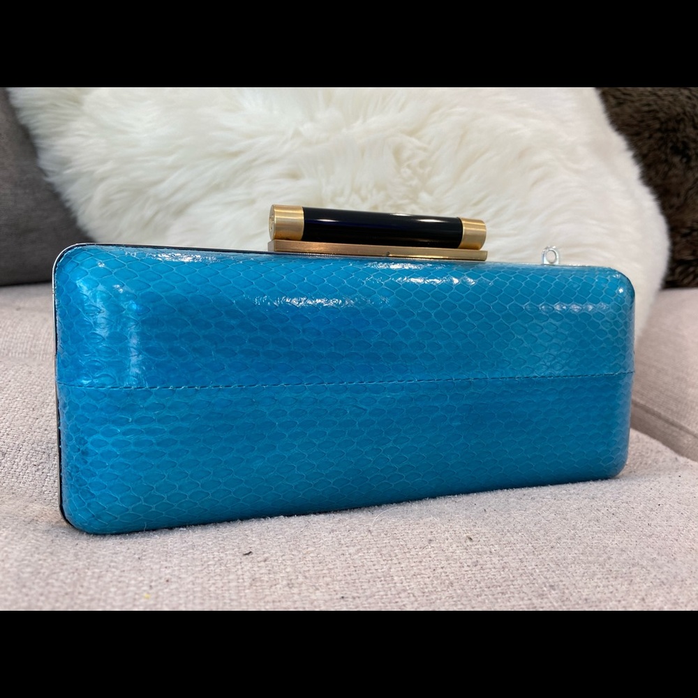 NEW diane von furstenberg aqua clutch